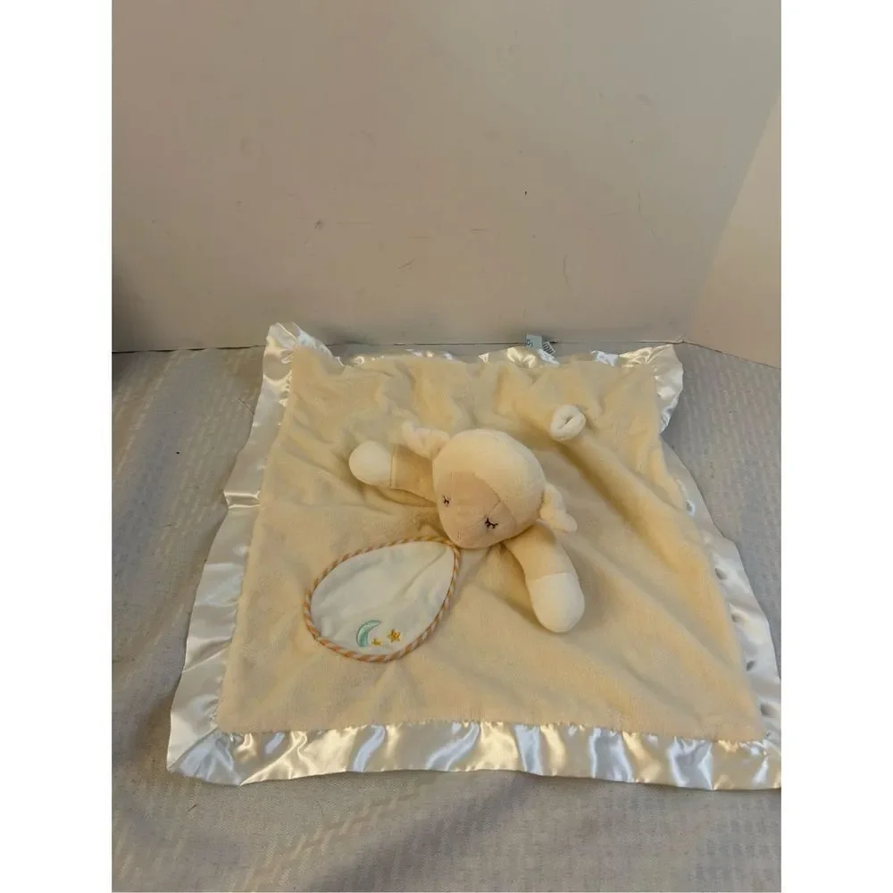 Douglass baby cuddle toy lamb plush security blanket‎ silky cream color 15x14